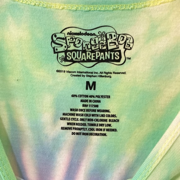Tie Dye SpongeBob Squarepants Multi Color LS T shirt - Picture 4 of 4